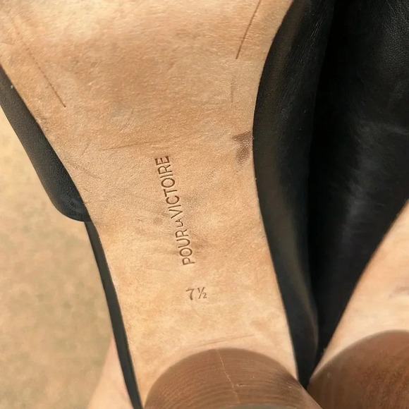 EUC Pour La Victoire Helena Side Peep Toe Chunky Block Heel Mule Sandals Sz 7.5 - Picture 12 of 14